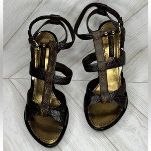 Louis Vuitton Alligator Leather Wedge Sandals